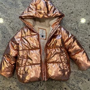Metallic puffer jacket